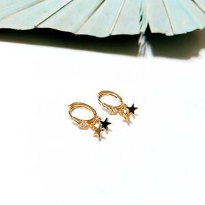 Gold star hoop earrings #144